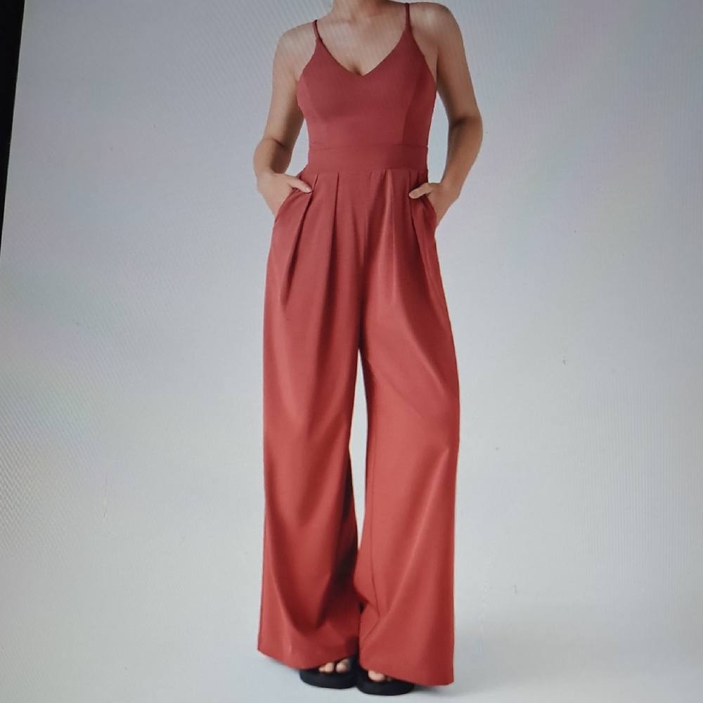 LARGE HALARA BREEZEFUL BACKLESS WIDE LEG JUMPSUIT